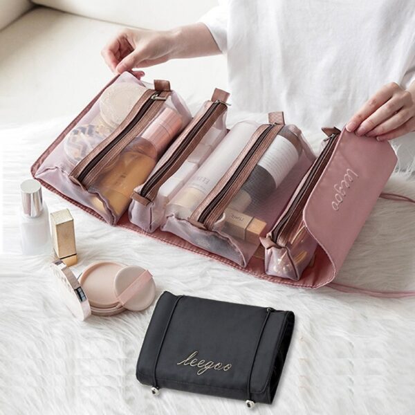 Detachable Cosmetic Bag Portable Large Capacity 4 in 1 Makeup Bags Portable Folding Travel Cosmetics Storage Toiletry Bag - Image 4
