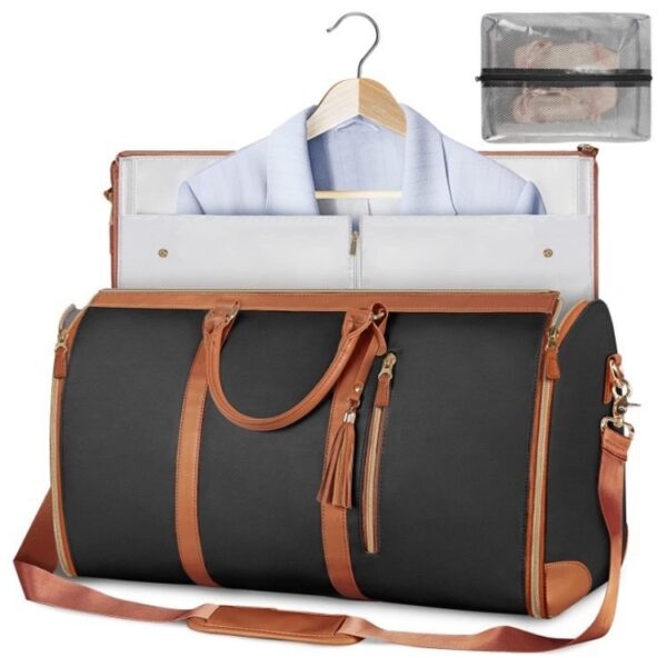 PU leather portable men's and women's foldable suit bag, multifunctional travel luggage bag ​