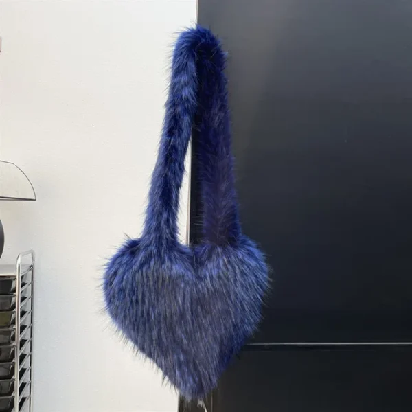 Faux Fur Shoulder Bag Heart Shaped Fluffy Plush Crossbody Bags for Women Oversized Tote Bags Lady Shopper Vintage Gothic Bags - Image 19