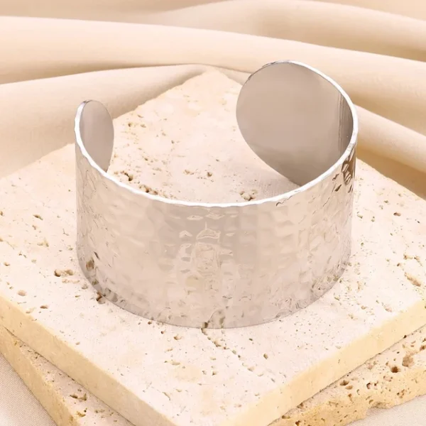Exquisite Classic Bump Pattern Openning Bangles Bracelet For Women Cuff Bracelet Gold Color Stainless Steel Hand Ornament Gift - Image 11