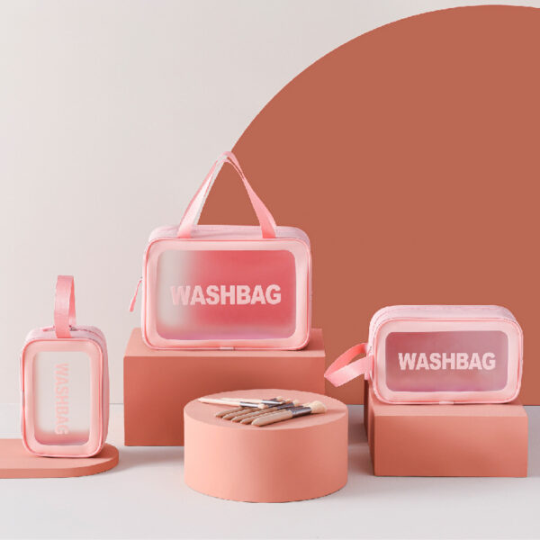 PU Transparent Wash Bag Waterproof Bath Bag TPU Translucent Storage Bag Cosmetic Bag - Image 2