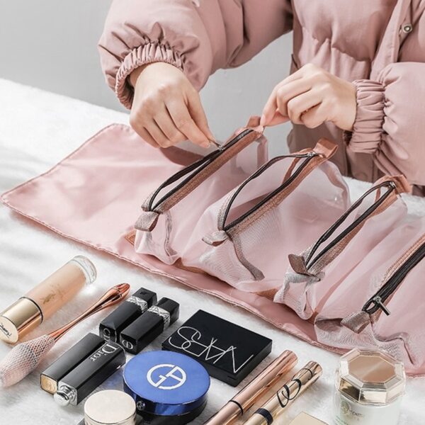 Detachable Cosmetic Bag Portable Large Capacity 4 in 1 Makeup Bags Portable Folding Travel Cosmetics Storage Toiletry Bag - Image 2