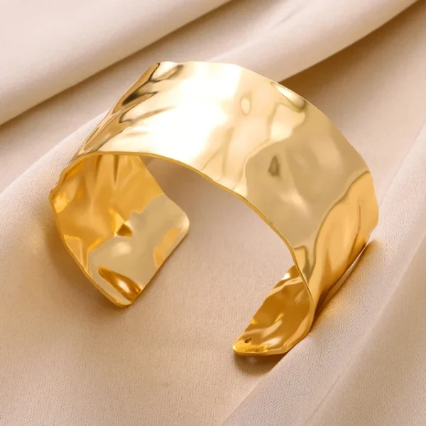 Exquisite Classic Bump Pattern Openning Bangles Bracelet For Women Cuff Bracelet Gold Color Stainless Steel Hand Ornament Gift - Image 7