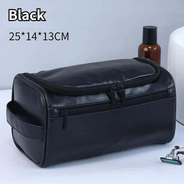 Large capacity men's toiletries bag portable for outdoor use PU waterproof makeup bag minimalist business travel handbag - Image 3