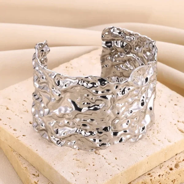 Exquisite Classic Bump Pattern Openning Bangles Bracelet For Women Cuff Bracelet Gold Color Stainless Steel Hand Ornament Gift - Image 9