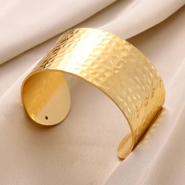 Exquisite Classic Bump Pattern Openning Bangles Bracelet For Women Cuff Bracelet Gold Color Stainless Steel Hand Ornament Gift - Image 5