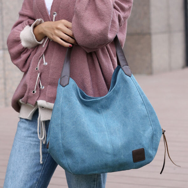 Piler Large Women Handbag Bag Canvas Zipper Pockets Brand Ladies Shoulder Bags Casual Large Women Bags Luxury Ladies Hand Bags - Image 6