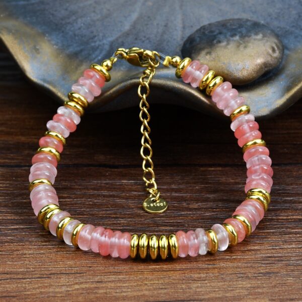 Ins style dopamine colored natural stone bead bracelet for women niche and high-end non fading crystal bracelet - Image 5