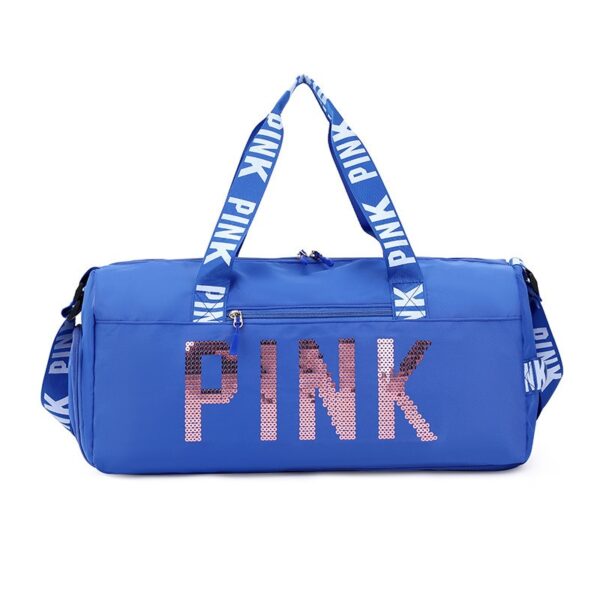 New fitness bag, shoe compartment, dry wet separation bag, sports travel bag, shiny pink letter single shoulder crossbody bag - Image 5