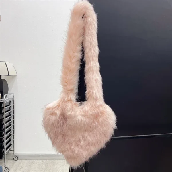 Faux Fur Shoulder Bag Heart Shaped Fluffy Plush Crossbody Bags for Women Oversized Tote Bags Lady Shopper Vintage Gothic Bags - Image 23