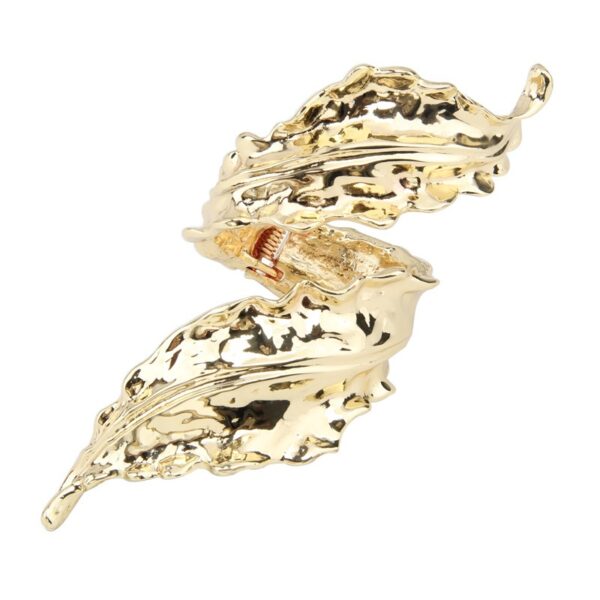 Retro gold leaf spiral wound open bracelet for women delicate metal leaf bracelet - Image 4