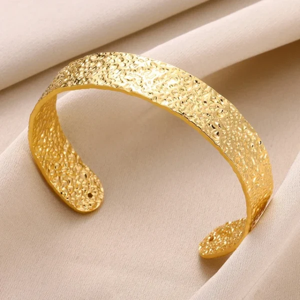 Exquisite Classic Bump Pattern Openning Bangles Bracelet For Women Cuff Bracelet Gold Color Stainless Steel Hand Ornament Gift - Image 13