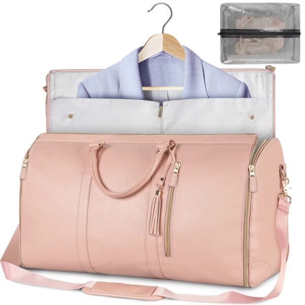 PU leather portable men's and women's foldable suit bag, multifunctional travel luggage bag ​ - Image 3