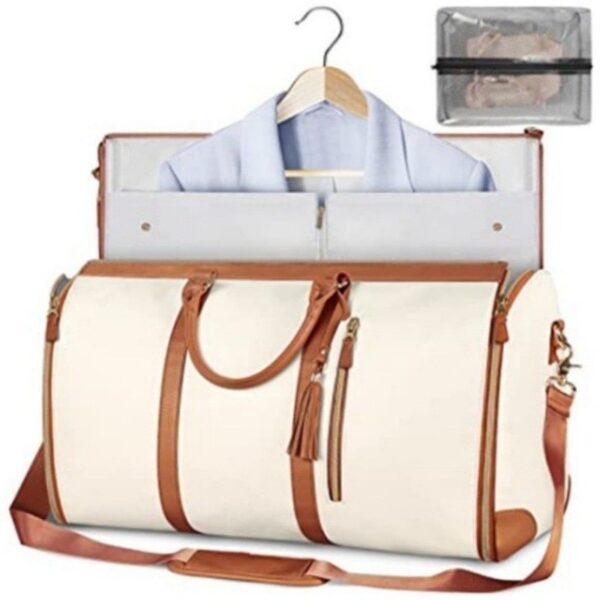PU leather portable men's and women's foldable suit bag, multifunctional travel luggage bag ​ - Image 2