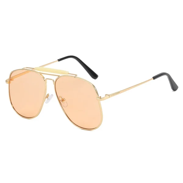 Metal Frame Pilot Sunglasses For Women Double Bridge Champagne Sun Glasses Woman Luxury Square Clear Oversize Shades - Image 6
