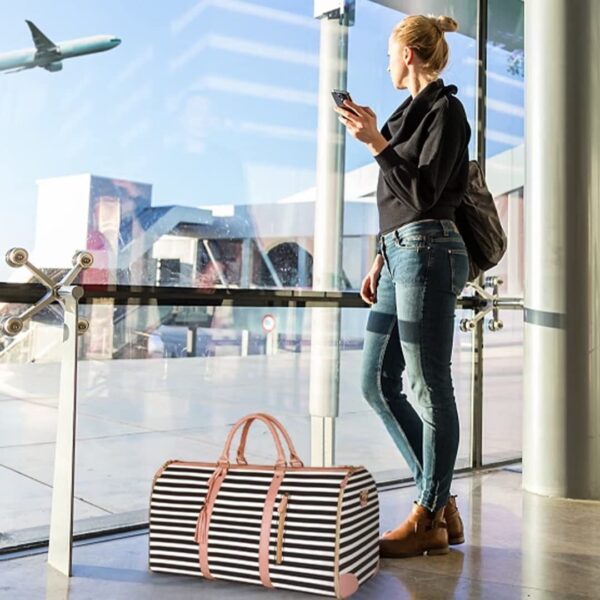 PU leather portable men's and women's foldable suit bag, multifunctional travel luggage bag ​ - Image 7