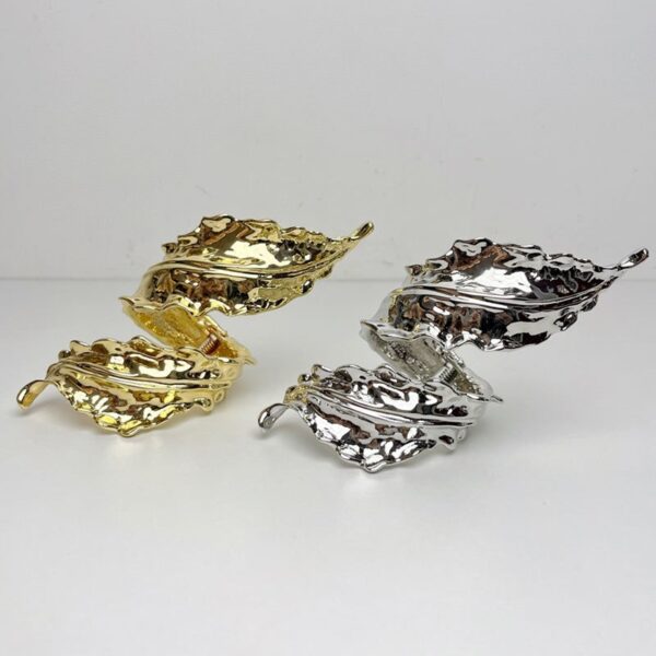 Retro gold leaf spiral wound open bracelet for women delicate metal leaf bracelet - Image 6