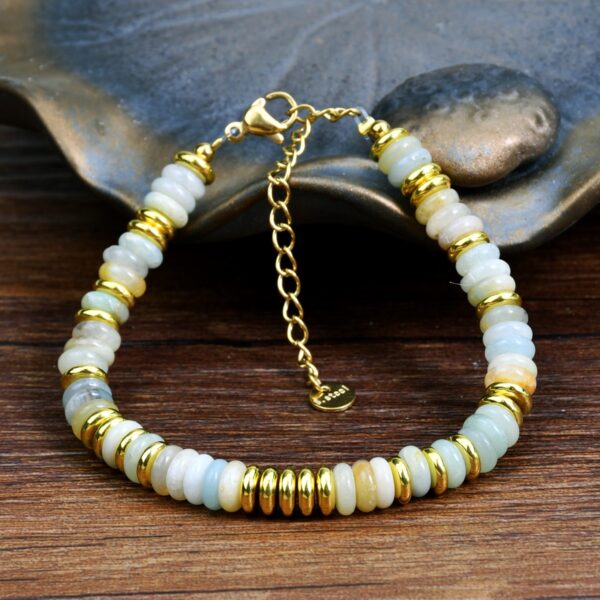 Ins style dopamine colored natural stone bead bracelet for women niche and high-end non fading crystal bracelet - Image 3