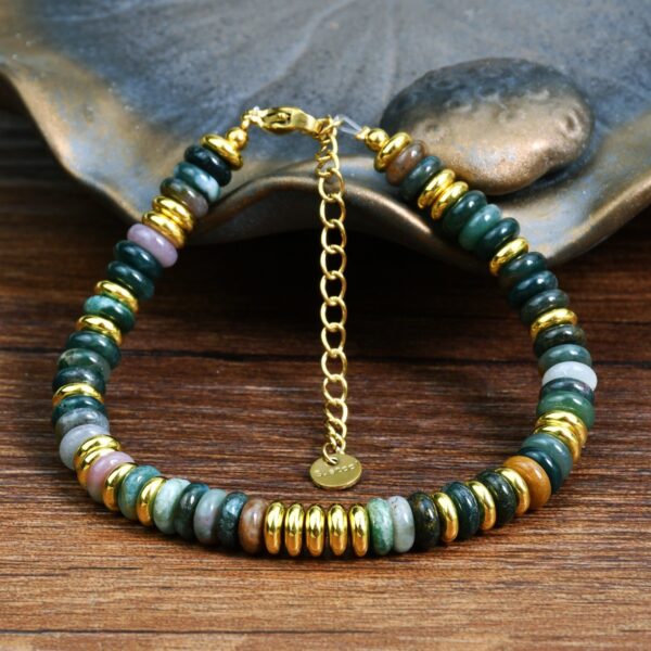 Ins style dopamine colored natural stone bead bracelet for women niche and high-end non fading crystal bracelet - Image 2