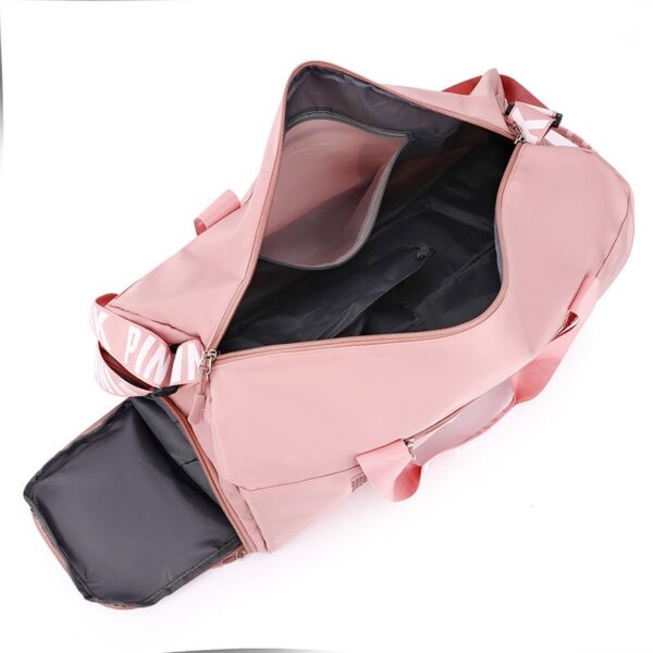 New fitness bag, shoe compartment, dry wet separation bag, sports travel bag, shiny pink letter single shoulder crossbody bag - Image 10