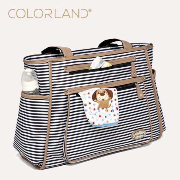 Colorland Black White Stripes Baby Diaper Bag Organizer Fashion Mummy Maternity Bag Travel Messenger Changing Nappy Bags Handbag - Image 4
