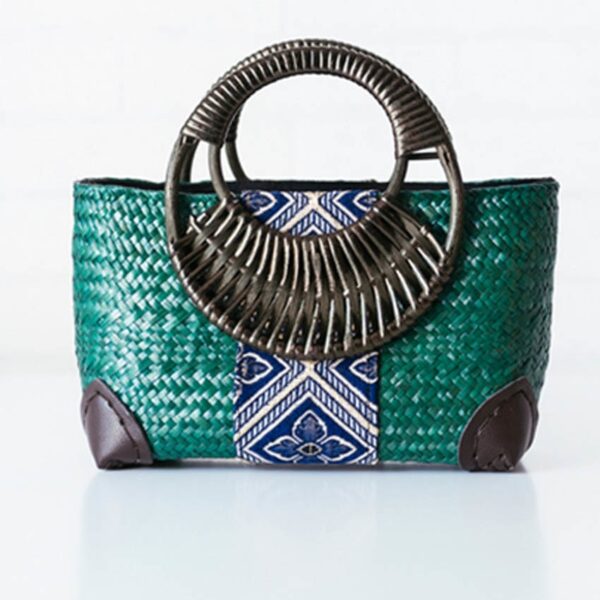 Thai version of the straw bag women's handbag retro fashion hand rattan grass package travel beach bag - Image 3