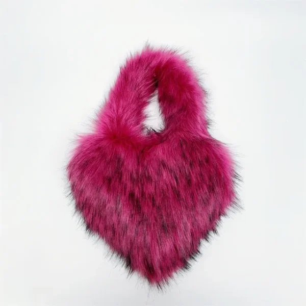 Faux Fur Shoulder Bag Heart Shaped Fluffy Plush Crossbody Bags for Women Oversized Tote Bags Lady Shopper Vintage Gothic Bags - Image 24