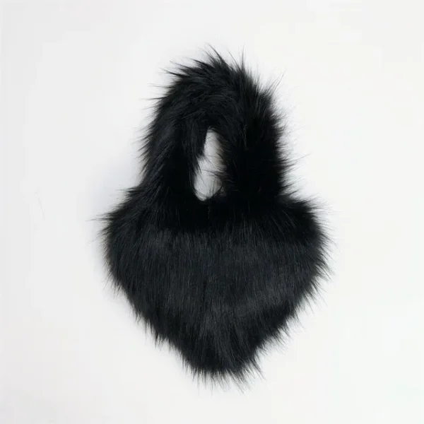 Faux Fur Shoulder Bag Heart Shaped Fluffy Plush Crossbody Bags for Women Oversized Tote Bags Lady Shopper Vintage Gothic Bags - Image 26