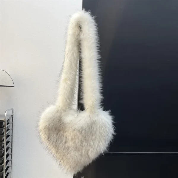 Faux Fur Shoulder Bag Heart Shaped Fluffy Plush Crossbody Bags for Women Oversized Tote Bags Lady Shopper Vintage Gothic Bags - Image 21