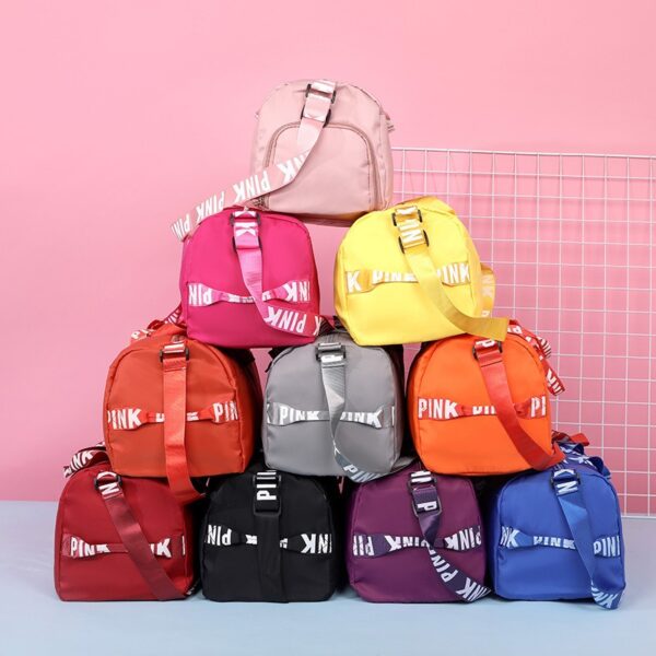 New fitness bag, shoe compartment, dry wet separation bag, sports travel bag, shiny pink letter single shoulder crossbody bag - Image 11