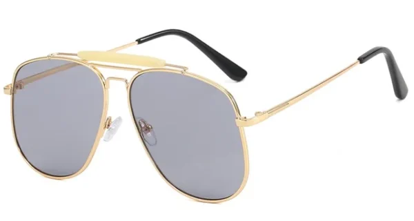 Metal Frame Pilot Sunglasses For Women Double Bridge Champagne Sun Glasses Woman Luxury Square Clear Oversize Shades - Image 8