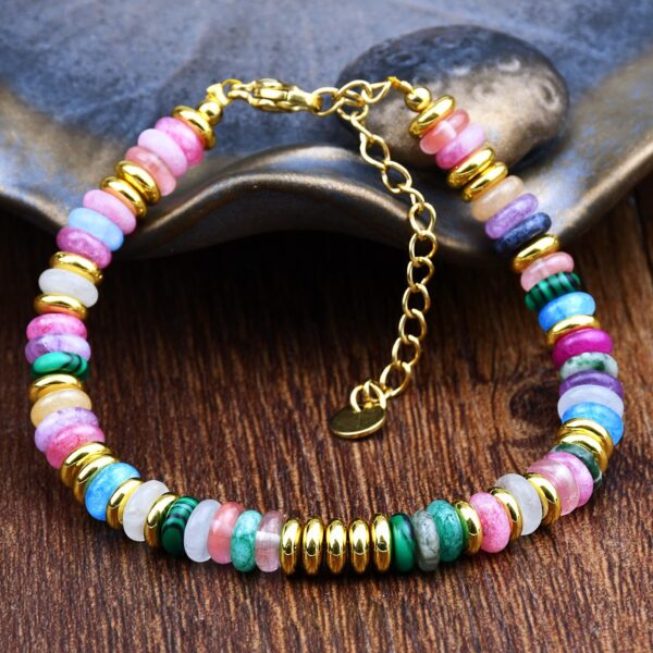 Ins style dopamine colored natural stone bead bracelet for women niche and high-end non fading crystal bracelet - Image 9