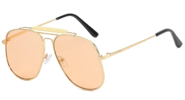 Metal Frame Pilot Sunglasses For Women Double Bridge Champagne Sun Glasses Woman Luxury Square Clear Oversize Shades - Image 7