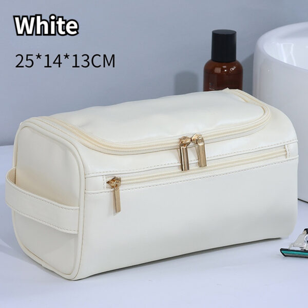 Large capacity men's toiletries bag portable for outdoor use PU waterproof makeup bag minimalist business travel handbag - Image 4