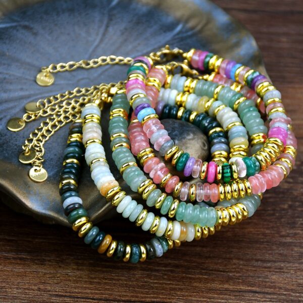 Ins style dopamine colored natural stone bead bracelet for women niche and high-end non fading crystal bracelet - Image 8