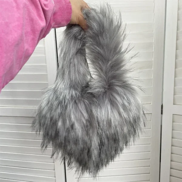 Faux Fur Shoulder Bag Heart Shaped Fluffy Plush Crossbody Bags for Women Oversized Tote Bags Lady Shopper Vintage Gothic Bags - Image 36
