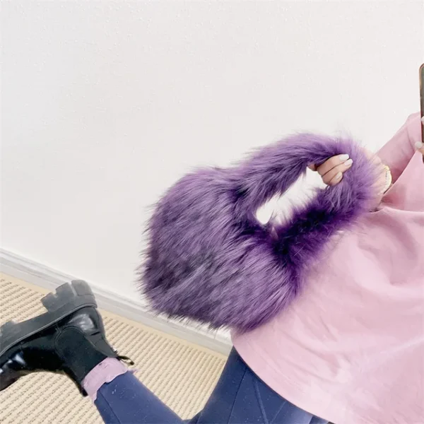 Faux Fur Shoulder Bag Heart Shaped Fluffy Plush Crossbody Bags for Women Oversized Tote Bags Lady Shopper Vintage Gothic Bags - Image 38