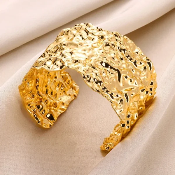 Exquisite Classic Bump Pattern Openning Bangles Bracelet For Women Cuff Bracelet Gold Color Stainless Steel Hand Ornament Gift - Image 8