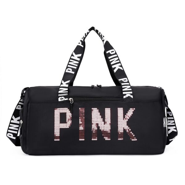 New fitness bag, shoe compartment, dry wet separation bag, sports travel bag, shiny pink letter single shoulder crossbody bag - Image 8