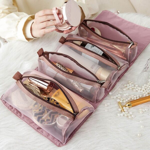 Detachable Cosmetic Bag Portable Large Capacity 4 in 1 Makeup Bags Portable Folding Travel Cosmetics Storage Toiletry Bag - Image 3