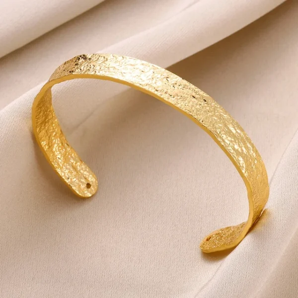Exquisite Classic Bump Pattern Openning Bangles Bracelet For Women Cuff Bracelet Gold Color Stainless Steel Hand Ornament Gift - Image 12