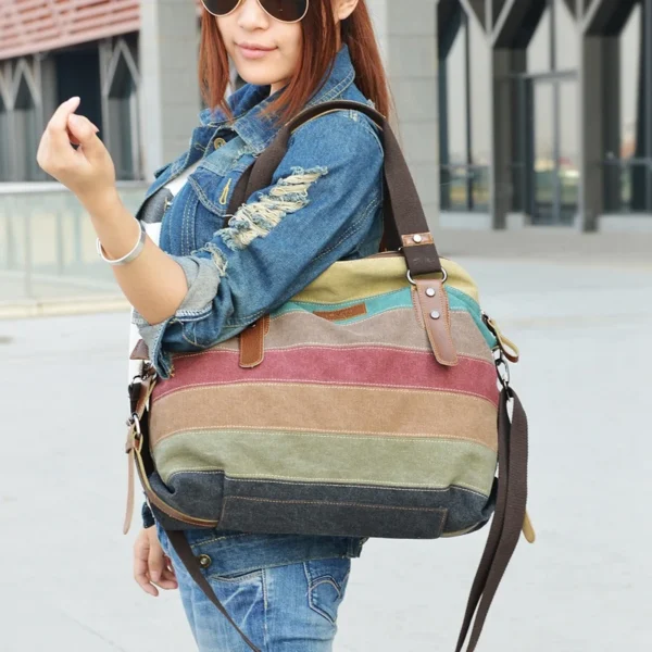 Canvas Bag Brand Women Handbag Patchwork Casual Women Shoulder Bags Female Messenger Bag Ladies - Image 2