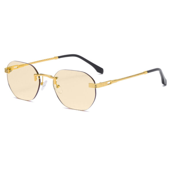New Vintage Color Film Rimless Sunglasses For Men And Women Small Frame Street Hip-Hop Fashionable Sunglasses Trend Glasses - Image 11