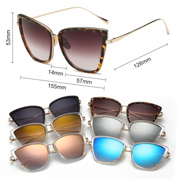 Big Cat Eye Sunglasses Women Black Mirror Sun Glasses Fashion Brand Designer High Quality Vintage Sunglass - Image 2
