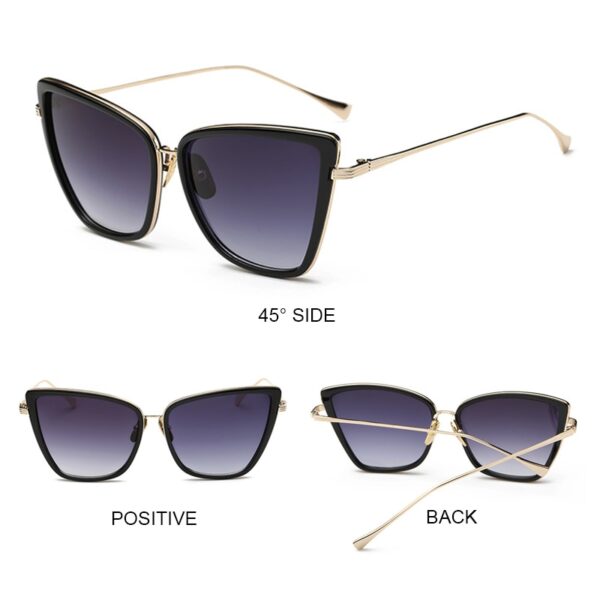 Big Cat Eye Sunglasses Women Black Mirror Sun Glasses Fashion Brand Designer High Quality Vintage Sunglass - Image 3