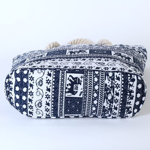 Fashion Canvas Casual Bags for Women Handbag Shoulder Bags Elephant Flower Pattern Large Female Shoulder Portable Bag - Image 3