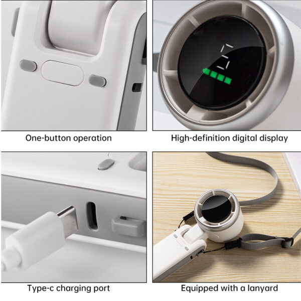 2025 New Portable Electric Fan: Foldable, High - Power, USB - Rechargeable, Wearable Neck Fan - Image 6