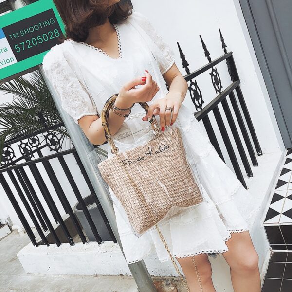 Small Handbag Transparent Women Hand Bags Chain Straw bag Lady Travel Beach Shoulder Cross Body Bag Holiday-in Shoulder Bags - Image 4