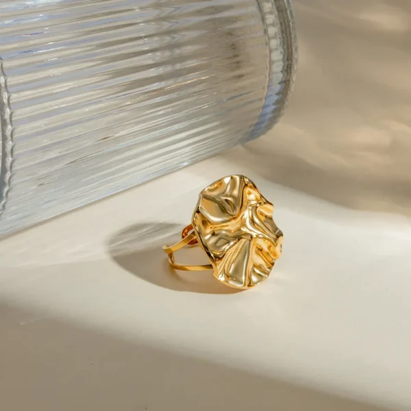 18K Gold-Plated Irregular Open Ring - Image 2