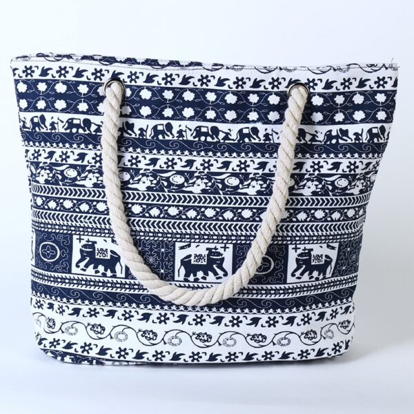 Fashion Canvas Casual Bags for Women Handbag Shoulder Bags Elephant Flower Pattern Large Female Shoulder Portable Bag - Image 5